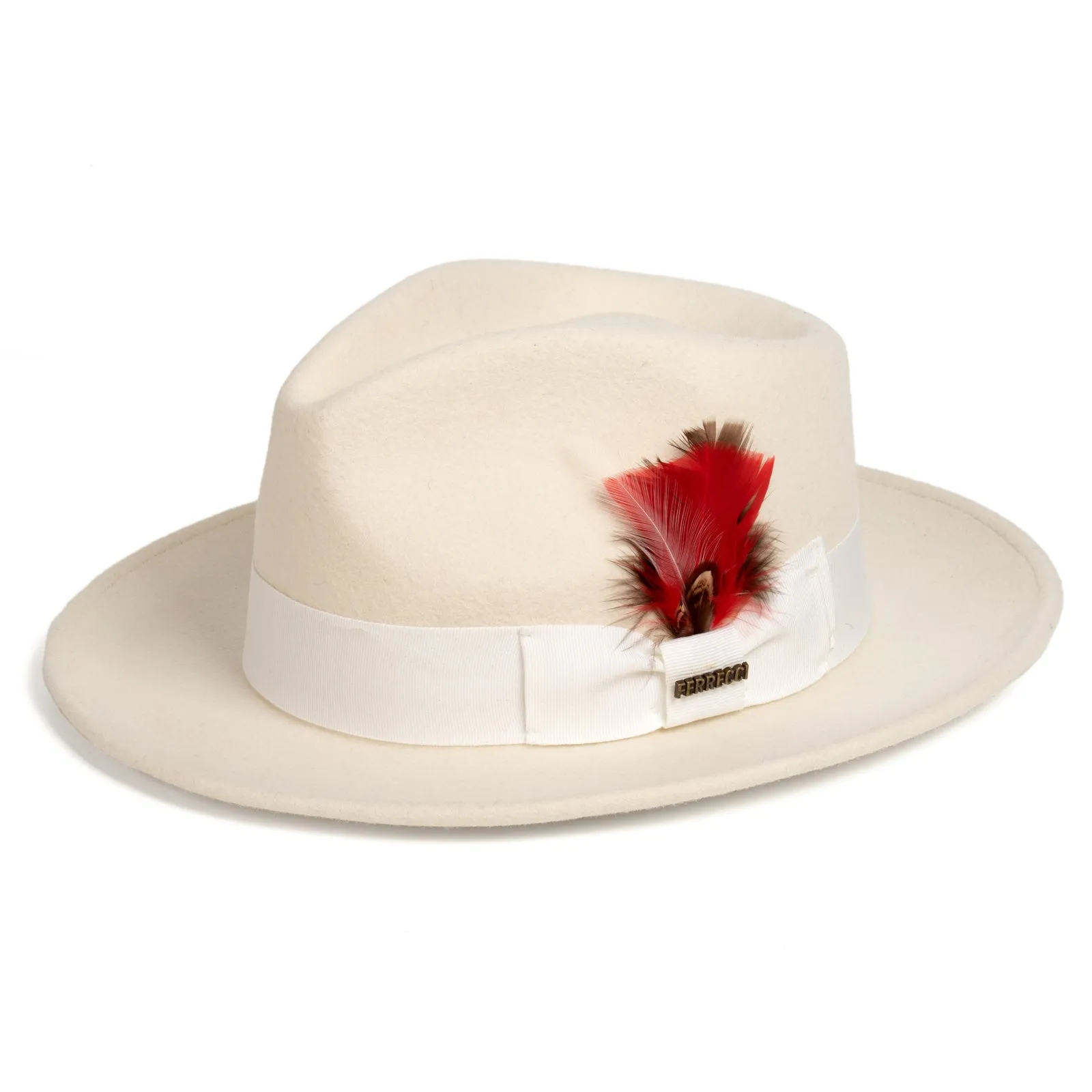 Mens Classic Wool Fedora Dress Hat in Off White sold by Alberto Nardoni
