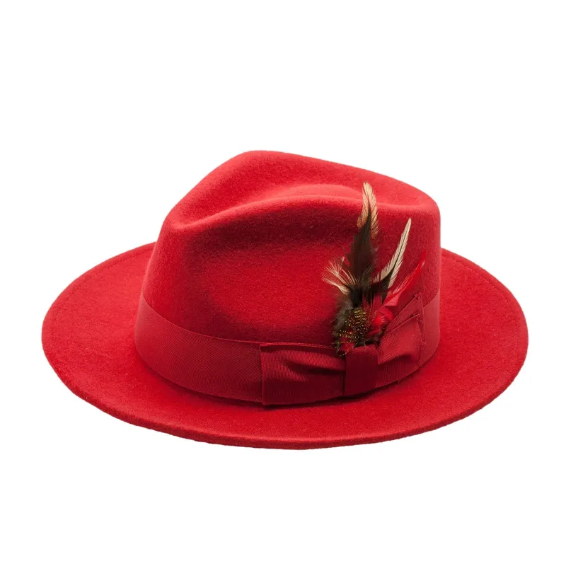 Mens Classic Wool Fedora Dress Hat in Red sold by Alberto Nardoni