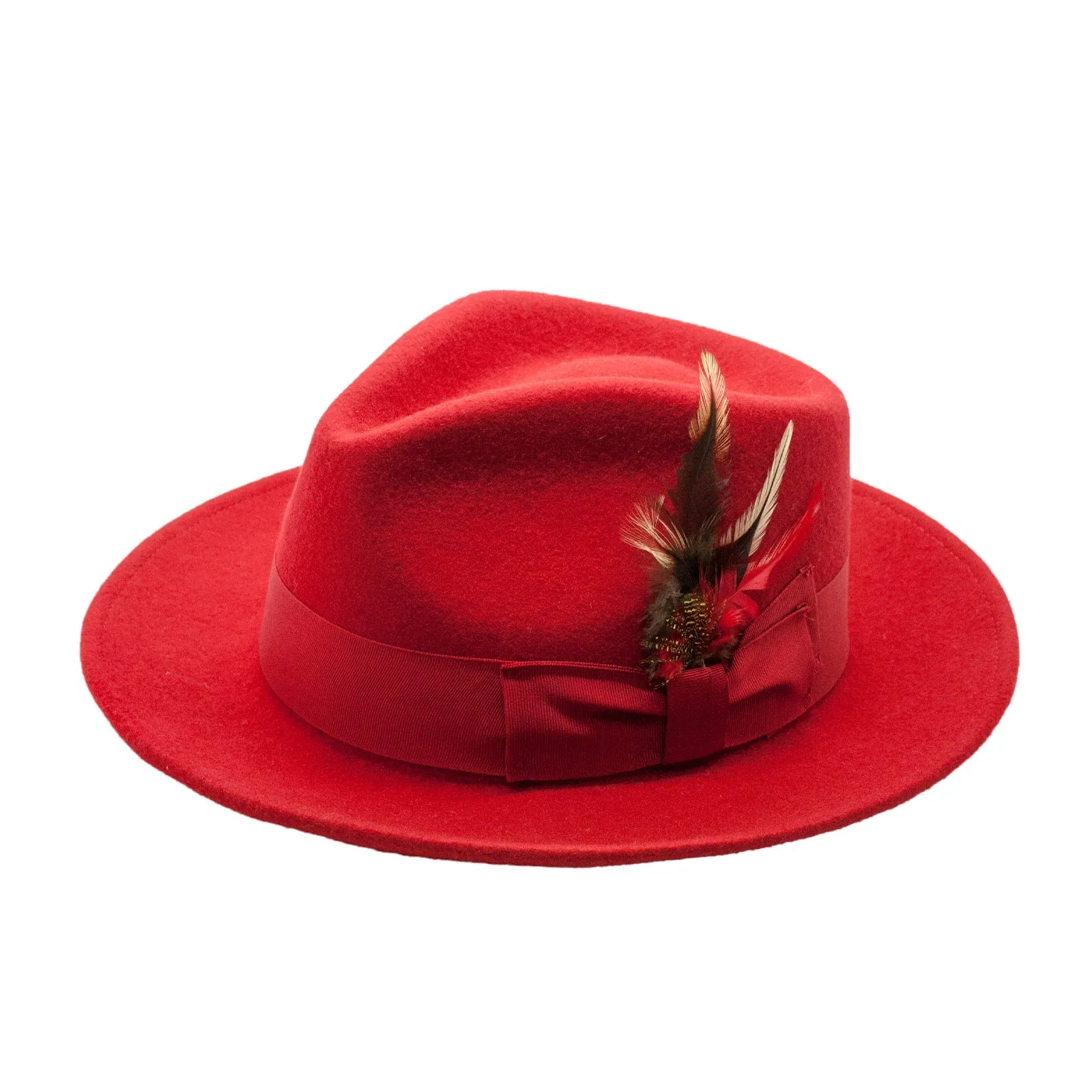 Mens Classic Wool Fedora Dress Hat in Red sold by Alberto Nardoni