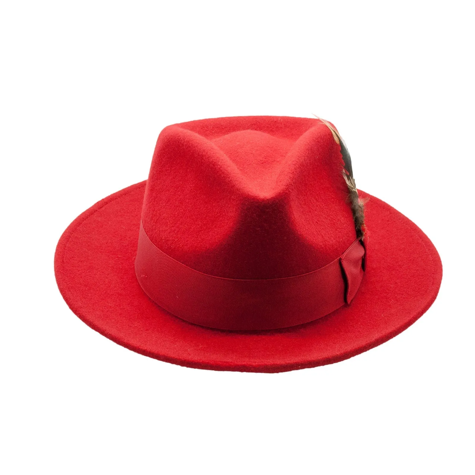 Mens Classic Wool Fedora Dress Hat in Red sold by Alberto Nardoni product image thumbnail 2