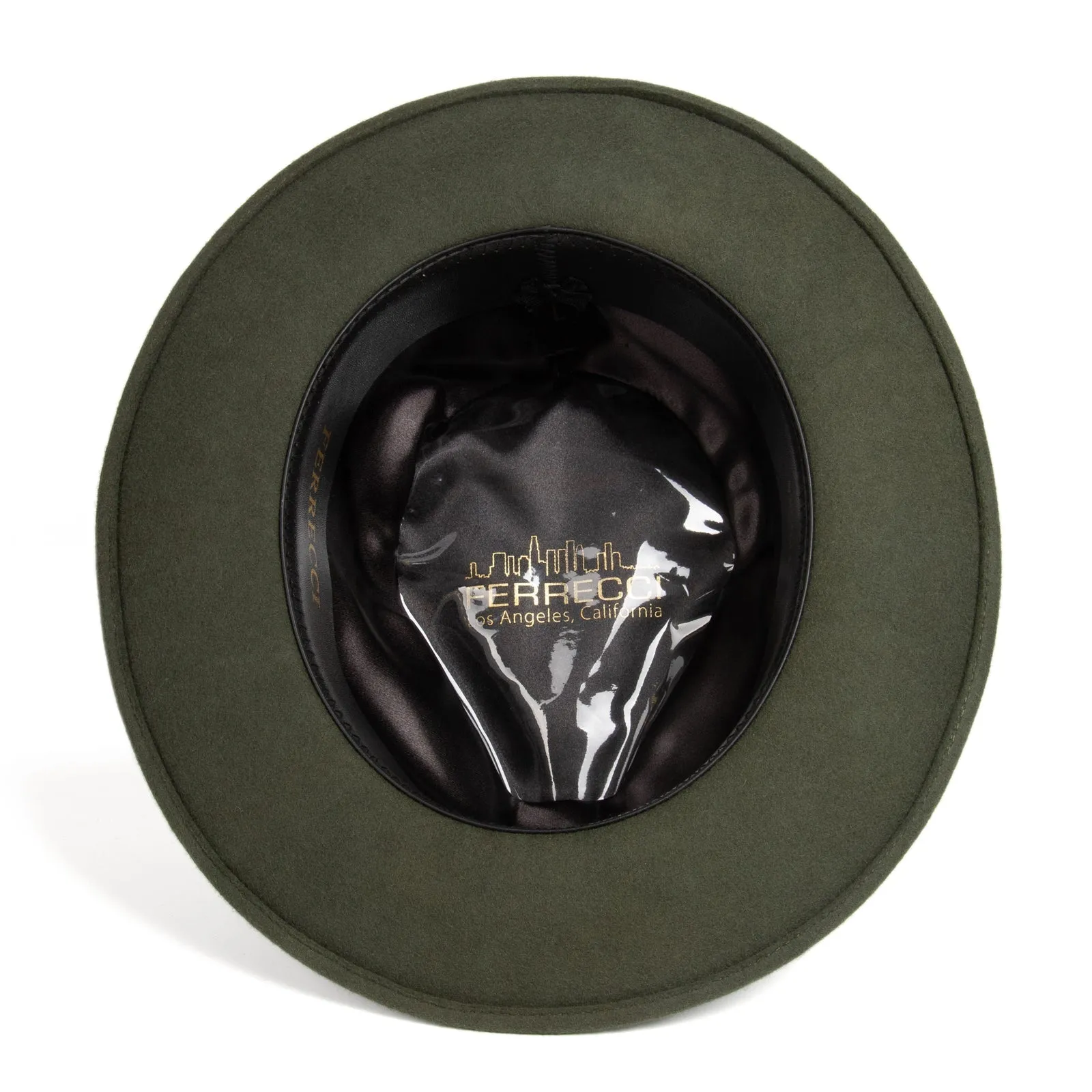 Mens Classic Wool Fedora Dress Hat in Olive Green sold by Alberto Nardoni product image thumbnail 4