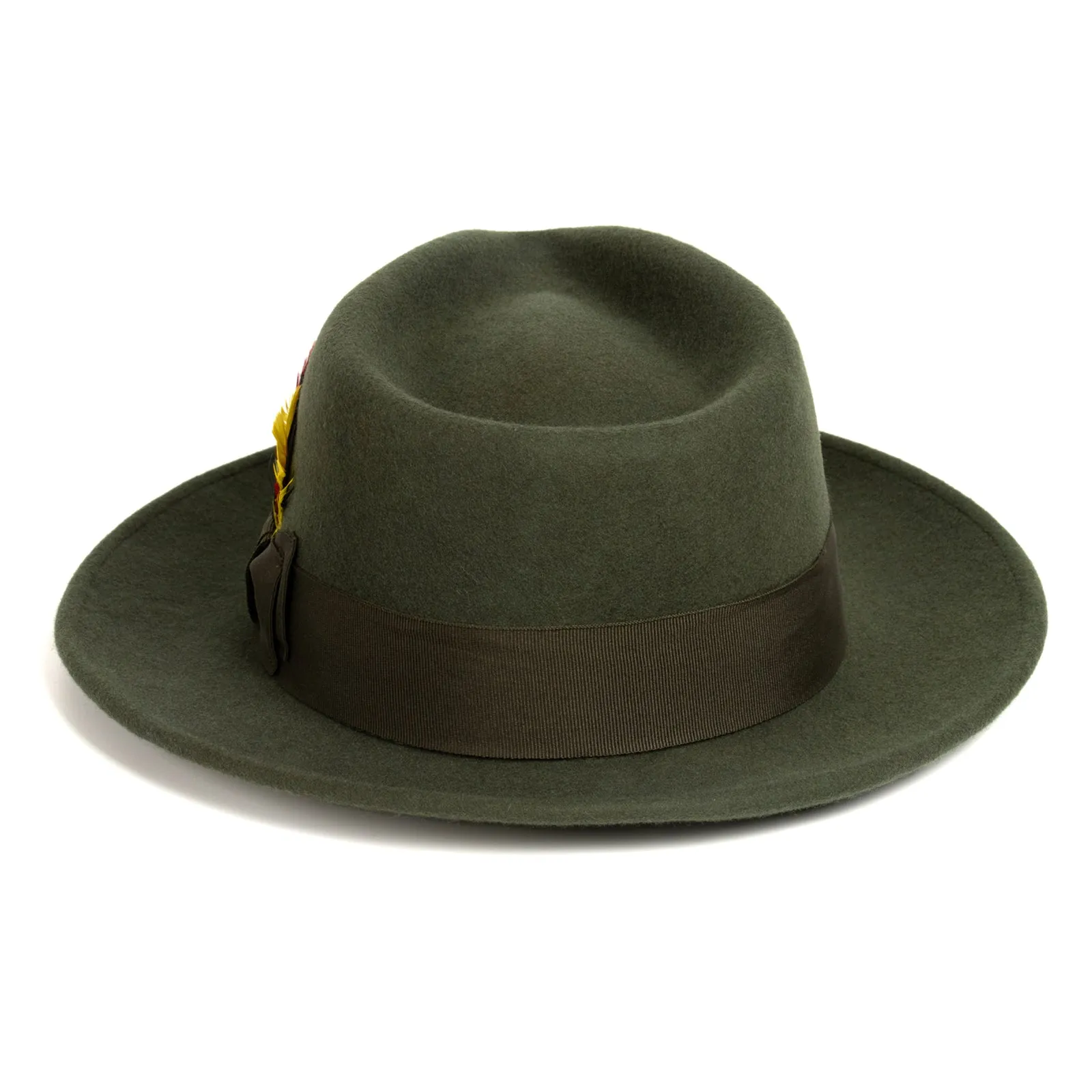 Mens Classic Wool Fedora Dress Hat in Olive Green sold by Alberto Nardoni product image thumbnail 2