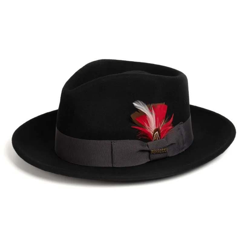 Mens Classic Wool Fedora Dress Hat in Black sold by Alberto Nardoni