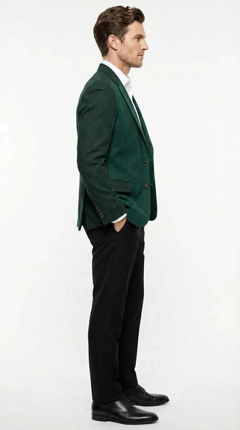 Zacchi Brand Men’s Dark Green Textured Blazer – Classic Single Button Sport Coat with Notch Lapel Formal Jacket sold by Alberto Nardoni product image thumbnail 4