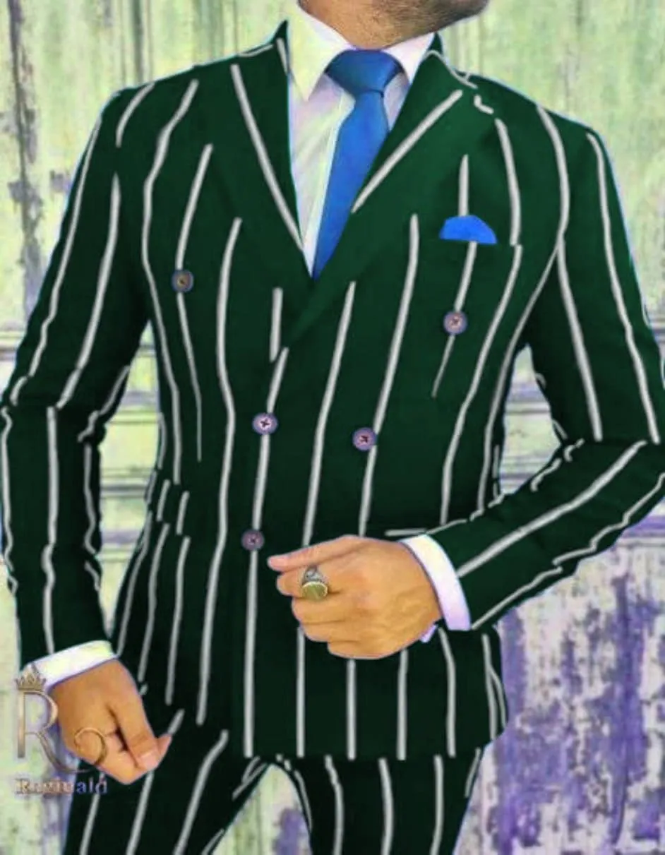 Royal Blue Pinstripe Suit - Mens 1920s Gangster Pinstripe Suit - Chalk Pattern Pinstripe sold by Alberto Nardoni product image thumbnail 4