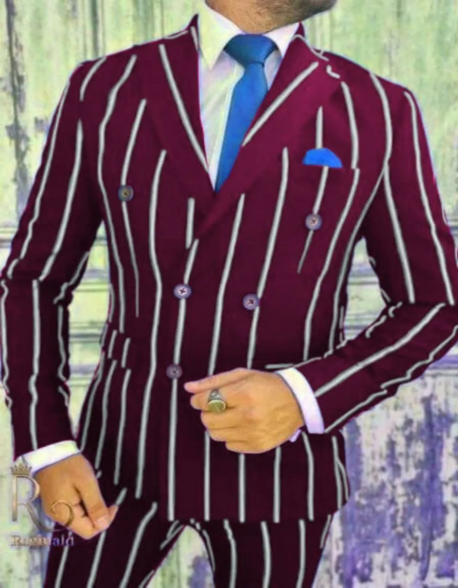 Royal Blue Pinstripe Suit - Mens 1920s Gangster Pinstripe Suit - Chalk Pattern Pinstripe sold by Alberto Nardoni product image thumbnail 3