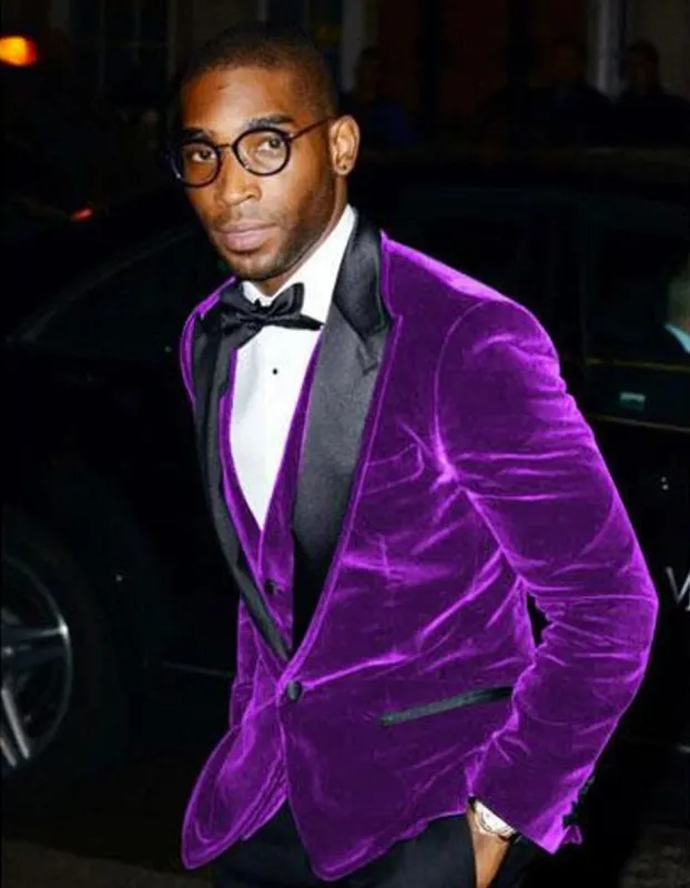 Mens Designer Velvet Tuxedo in Purple made by Alberto Nardoni