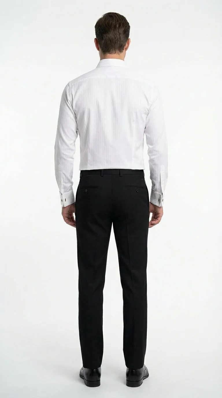 Mens White Herringbone Shadow and Tone on Tone Dress Shirt – Classic Formal Wedding sold by Alberto Nardoni product image thumbnail 2