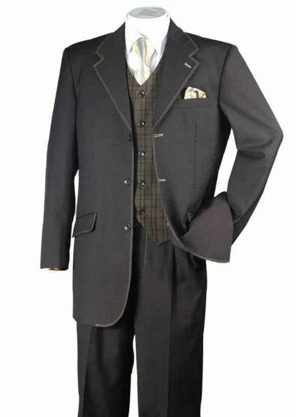 Men’s Dark choclate Brown Three Buttons 3 Piece Suit – Classic Brown 3PC Wedding, Church and Business Formal Suit for Men sold by Alberto Nardoni