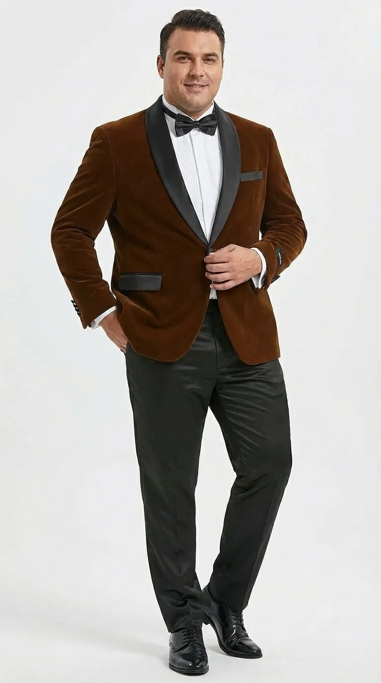 Mens Brown Velvet Tuxedo Jacket – Luxury Black Lapel Velvet Blazer for Wedding, Prom and Formal Events sold by Alberto Nardoni product image thumbnail 2