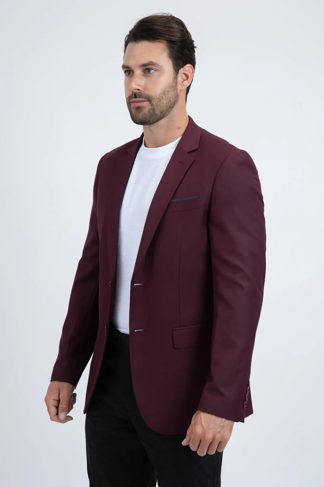 Burgundy Western Cowboy Blazer - Mens Modern Fit Stretch Date Night Burgundy Blazer sold by Alberto Nardoni product image thumbnail 5