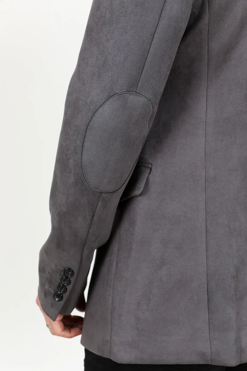 Mens Charcoal Faux Suede Blazer Jacket – Double Button Smart Casual Sport Coat sold by Alberto Nardoni product image thumbnail 5