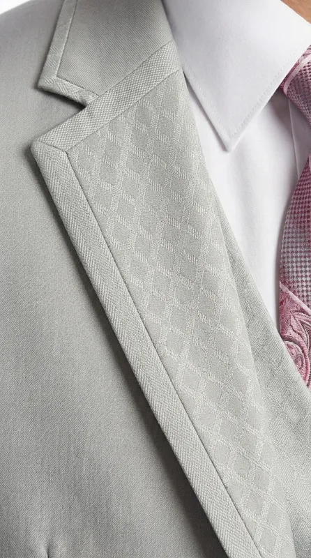 Men’s Light Gray 3 Piece Suit – Ice Silver Gray Formal Suit Set with Vest, Patterned Lapel and Tie for Wedding, Prom and Business Events made by Alberto Nardoni