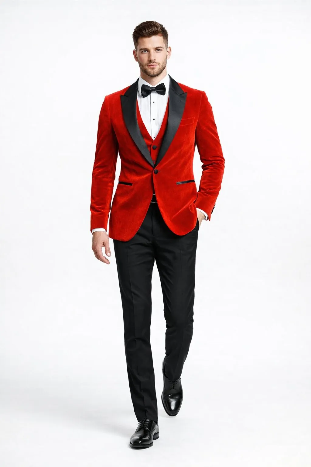 Mens Designer Velvet Tuxedo Jacket in Red sold by Alberto Nardoni product image thumbnail 5