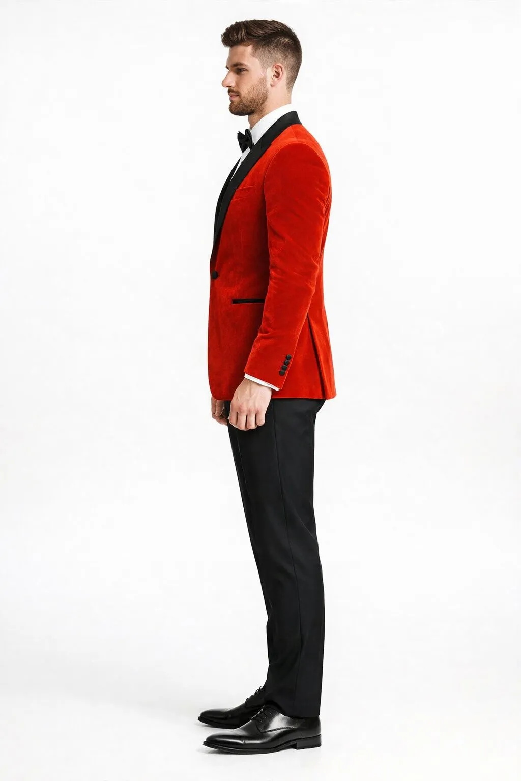 Mens Designer Velvet Tuxedo Jacket in Red sold by Alberto Nardoni product image thumbnail 3
