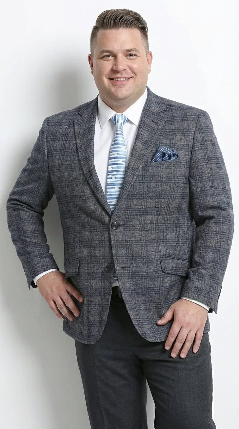 Mens Charcoal Gray with Blue Plaid Pattern Blazer Jacket – Classic Check Pattern Sport Coat for Business, Office, and Smart Casual Wear sold by Alberto Nardoni product image thumbnail 4