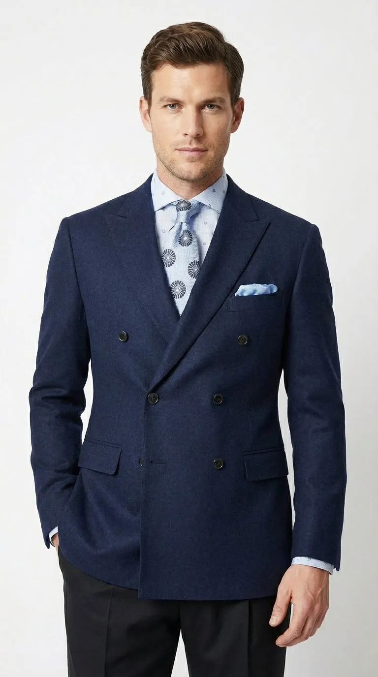 Mens Navy Blue Double Breasted Blazer – Classic Formal Suit Jacket for Business, Wedding, Office and Professional Wear sold by Alberto Nardoni product image thumbnail 4