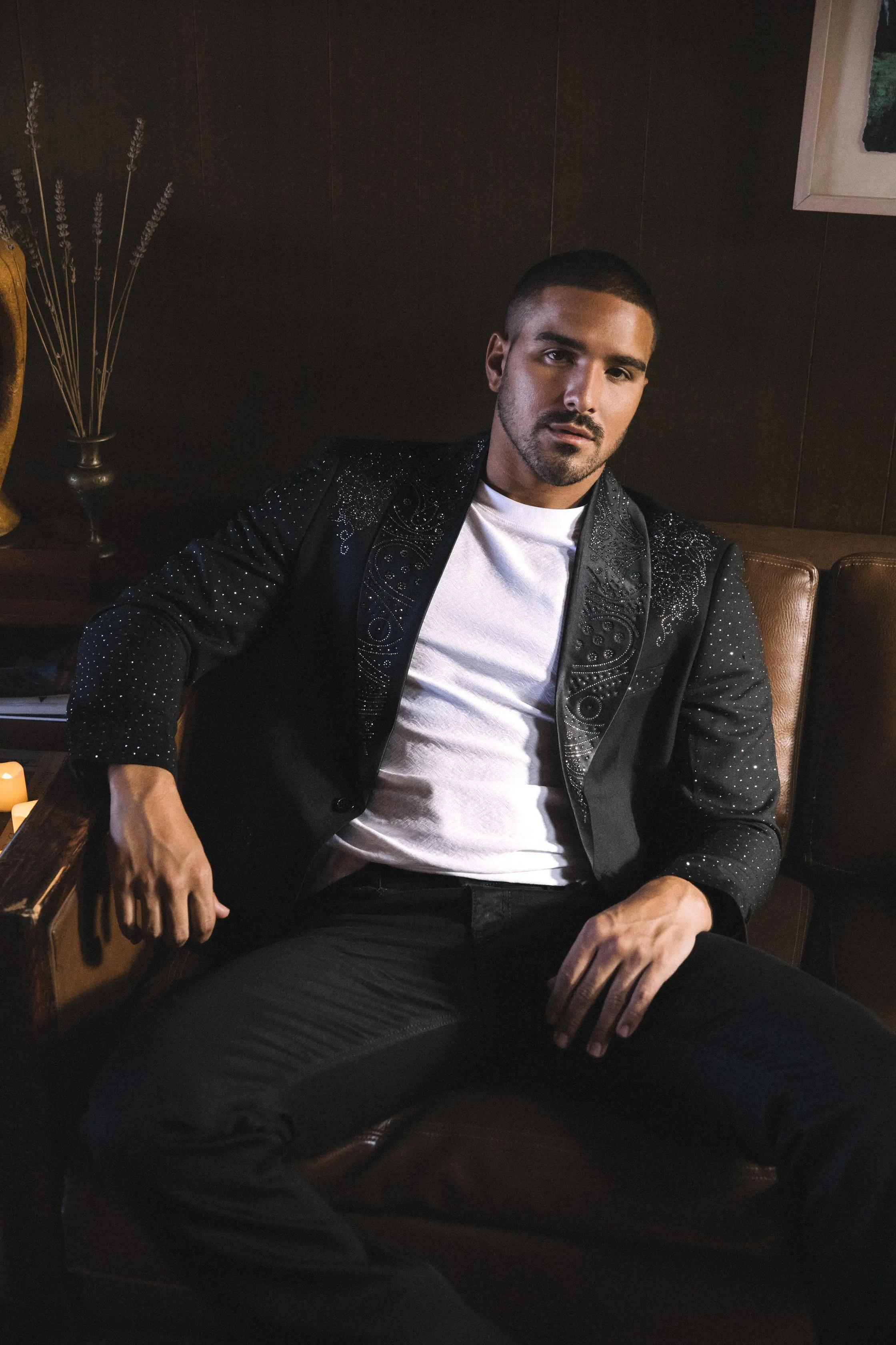 Men’s Black Sparkle Rhinestone Blazer – Slim Fit Double Button Coat sold by Alberto Nardoni product image thumbnail 4