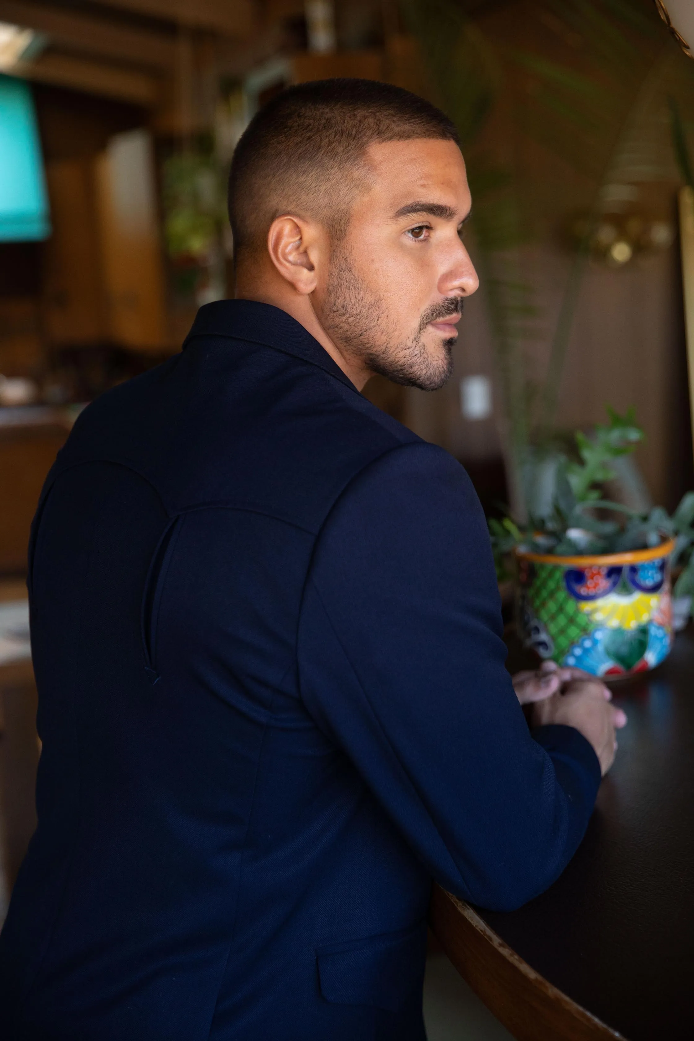 Men’s Navy Western Cowboy Blazer – Double Button Dress Coat sold by Alberto Nardoni product image thumbnail 3