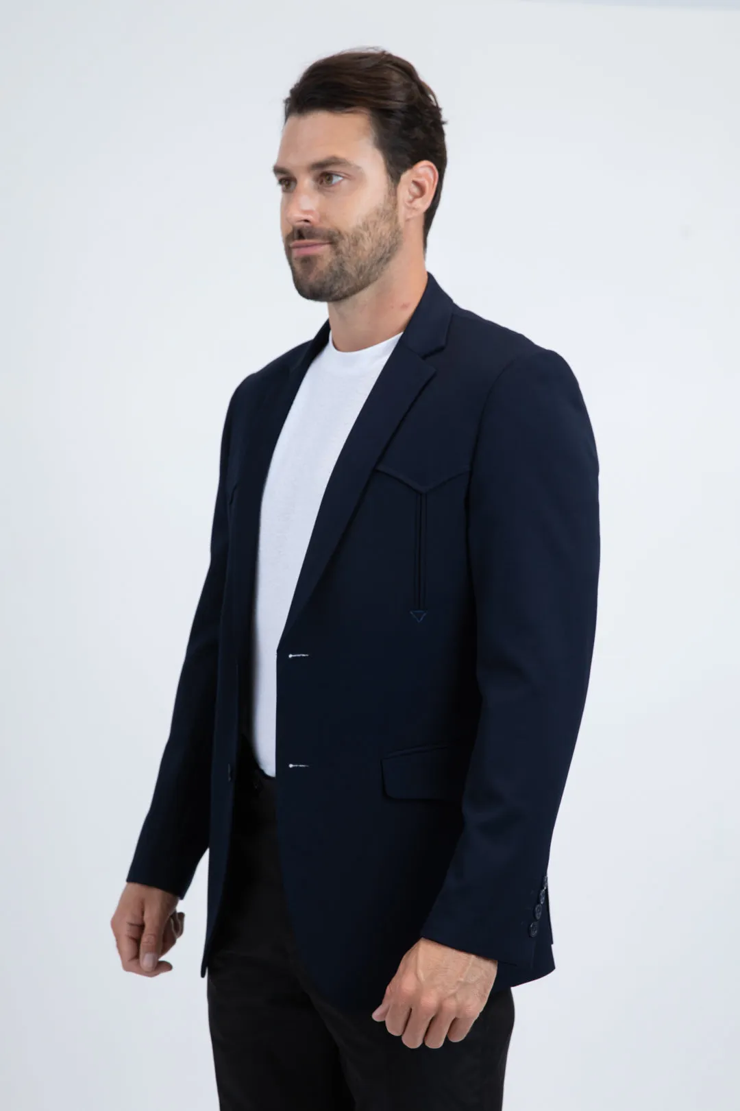 Men’s Navy Western Cowboy Blazer – Double Button Dress Coat sold by Alberto Nardoni product image thumbnail 4