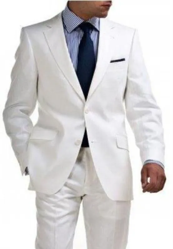 White Big and Tall Linen Suit made by Alberto Nardoni