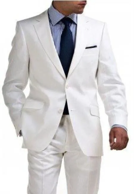 White Big and Tall Linen Suit sold by Alberto Nardoni