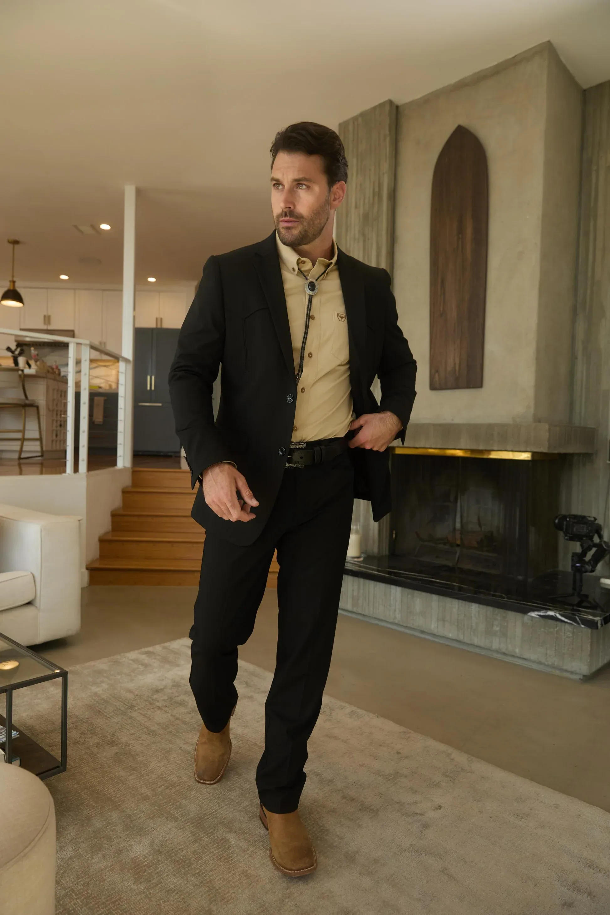 Mens Black Western Sport Suit with Elbow Patch Detail sold by Alberto Nardoni product image thumbnail 3