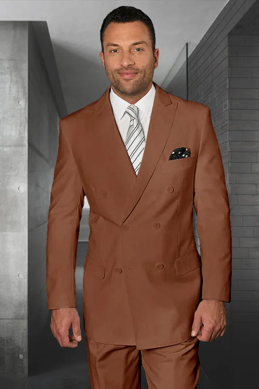 Men's Designer Double Breasted Wool Suit in Copper made by Alberto Nardoni
