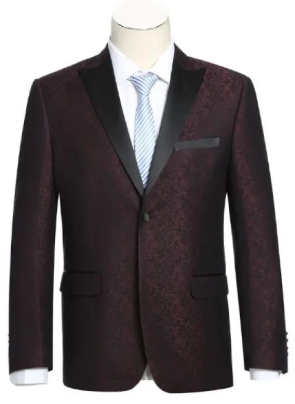 Mens Slim Fit Burgundy Tuxedo Blazer made by Alberto Nardoni