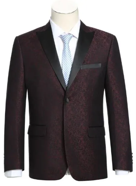 Mens Slim Fit Burgundy Tuxedo Blazer sold by Alberto Nardoni