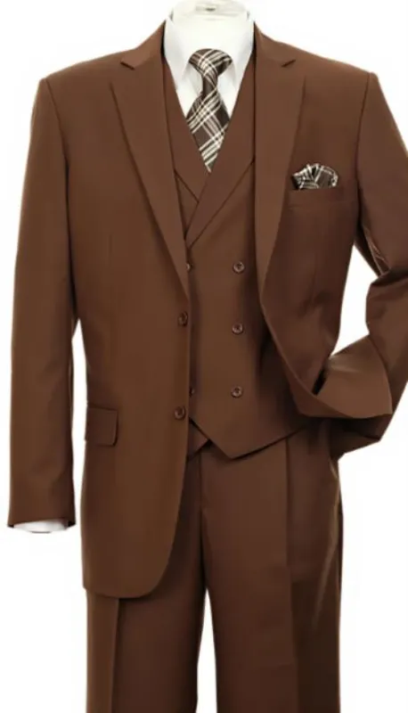 Coffee - Light Brown Wedding Suit With Double Breasted Vest - Groomsmen Suit made by Alberto Nardoni