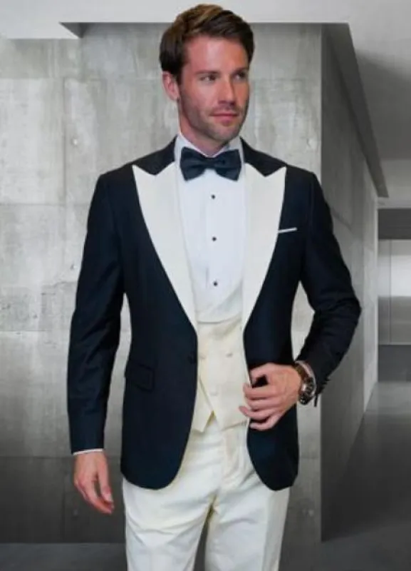 Statement Mens Fashion Tuxedo Ivory 3 Piece Fitted Designer Tuxedo made by Alberto Nardoni