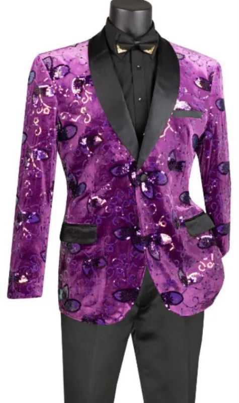 Mens Blazer - Paisley Sport Coat - Purple Prom 2026 Tuxedo Dinner Jacket Blazer made by Alberto Nardoni