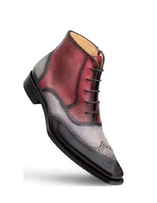 Mezlan Mens Grey Multi Color Wingtip Spectator Ankle Boot made by Mezlan