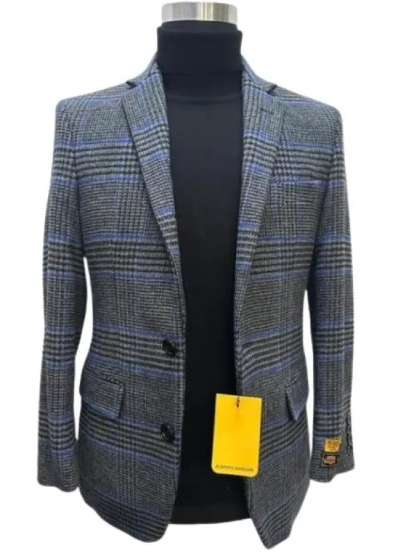 Dark Grey Houndstooth Blazer - Heavy Fabric Winter Fabric Glen Plaid Sport Coat made by Alberto Nardoni