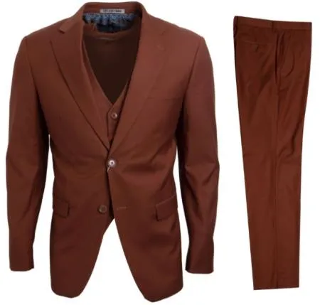 Mens Stacy Adams Suits - Designer Suit - 3 Piece Suit - Vested Suit - Flat Front Pant- Modern Fit Suits Light Brown Suit sold by Alberto Nardoni