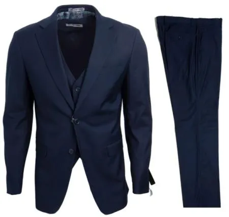 Mens Stacy Adams Suits - Designer Suit - 3 Piece Suit - Vested Suit - Flat Front Pant- Modern Fit Suits Navy Suit sold by Alberto Nardoni