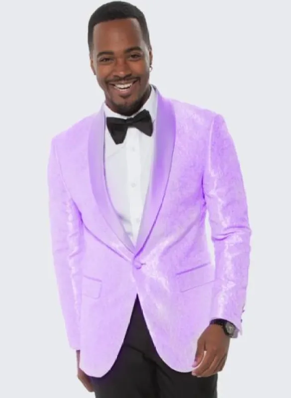 Lavender Paisley Tuxedo Jacket Slim Fit made by Alberto Nardoni
