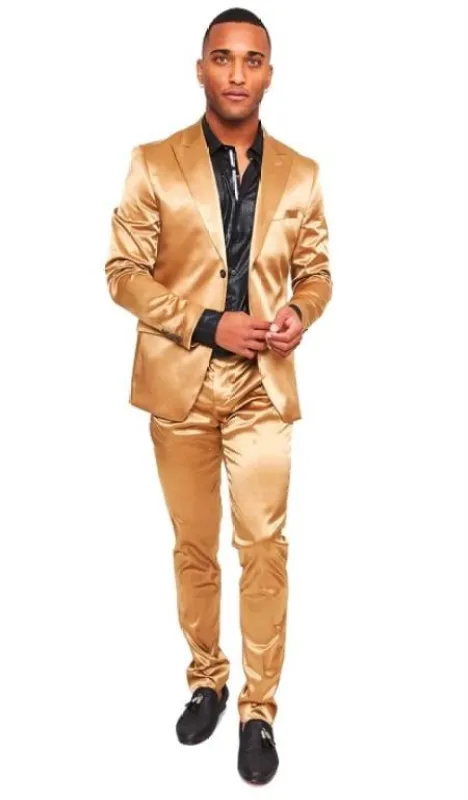 Gold Suit - Gold Tuxedo - Shiny Champaign Suit made by Alberto Nardoni