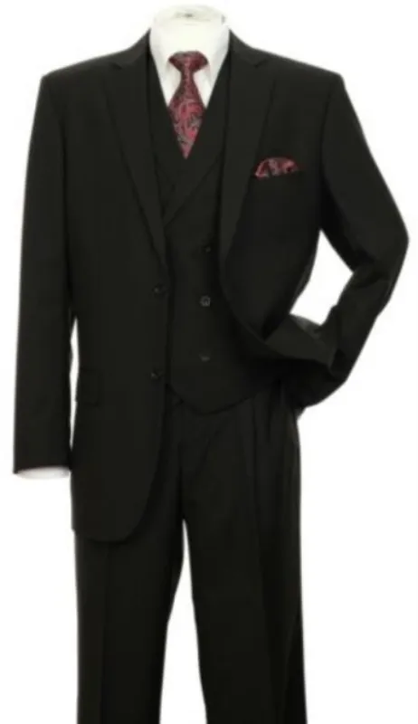 Modern Fit Wool Feel Two Button Jacket with Suit Black made by Alberto Nardoni