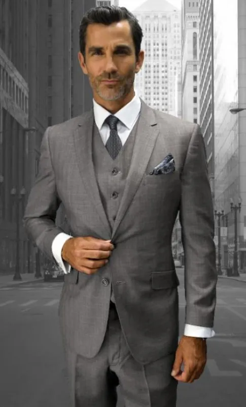 Statement Suits - Plaid Suits - Business Suits Italian Vested Suits Grey made by Alberto Nardoni