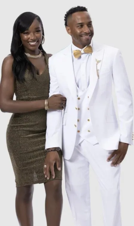 Mens Two Button Peak Lapel Suit White sold by Alberto Nardoni