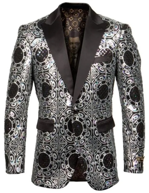 Style# SO4ME259H-01-SILVER Mens Blazer - Wedding Silver Tuxedo - Prom 2026 Blazer made by Alberto Nardoni