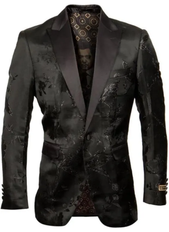 BLACK ~ BLACK Mens Blazer - Wedding Gold made by Alberto Nardoni