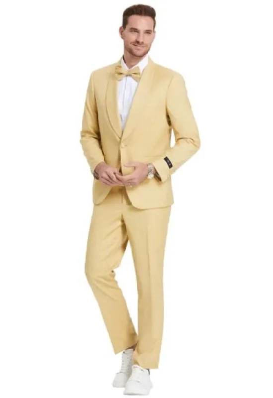 Prom 2026 Suit - Light Gold Prom Tuxedo - Summer Slim Fit Suits made by Alberto Nardoni