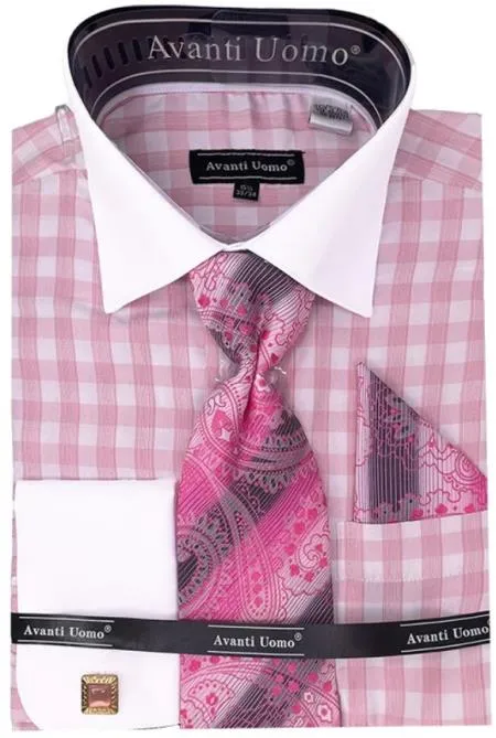 Mens Pink Check Dress Shirt sold by Alberto Nardoni