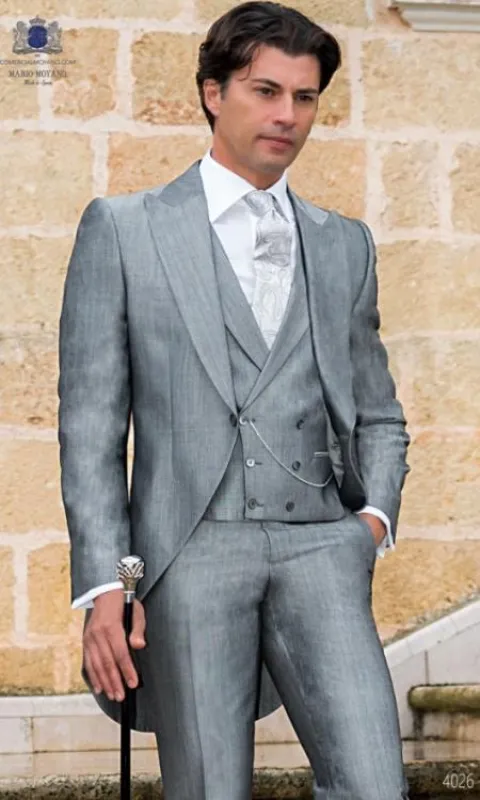 Slim Fit Suit - Vested Morning Light Grey Suit made by Alberto Nardoni