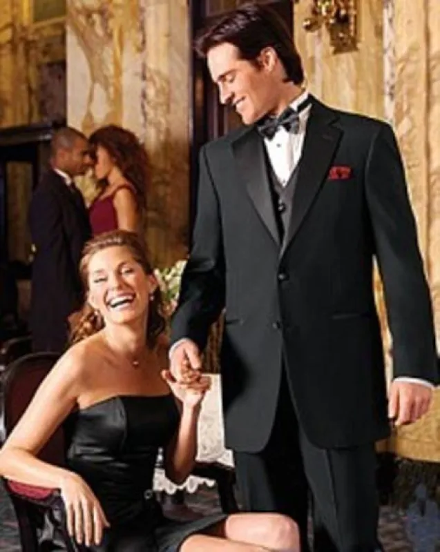 Men's BLACK TUXEDO WITH 150'S WOOL 2 BUTTON made by Alberto Nardoni