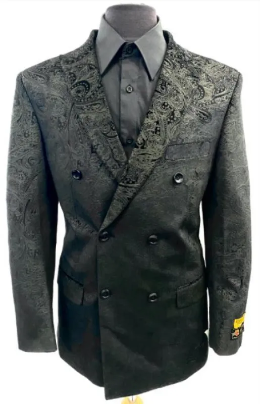 Black Double Breasted Blazer - Velvet Sport Coat made by Alberto Nardoni
