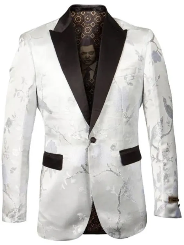 Mens Plus Size Blazers - Large Mens Blazers Big and Tall Blazer - Plus Size White ~ Silver Sport Coat made by Alberto Nardoni